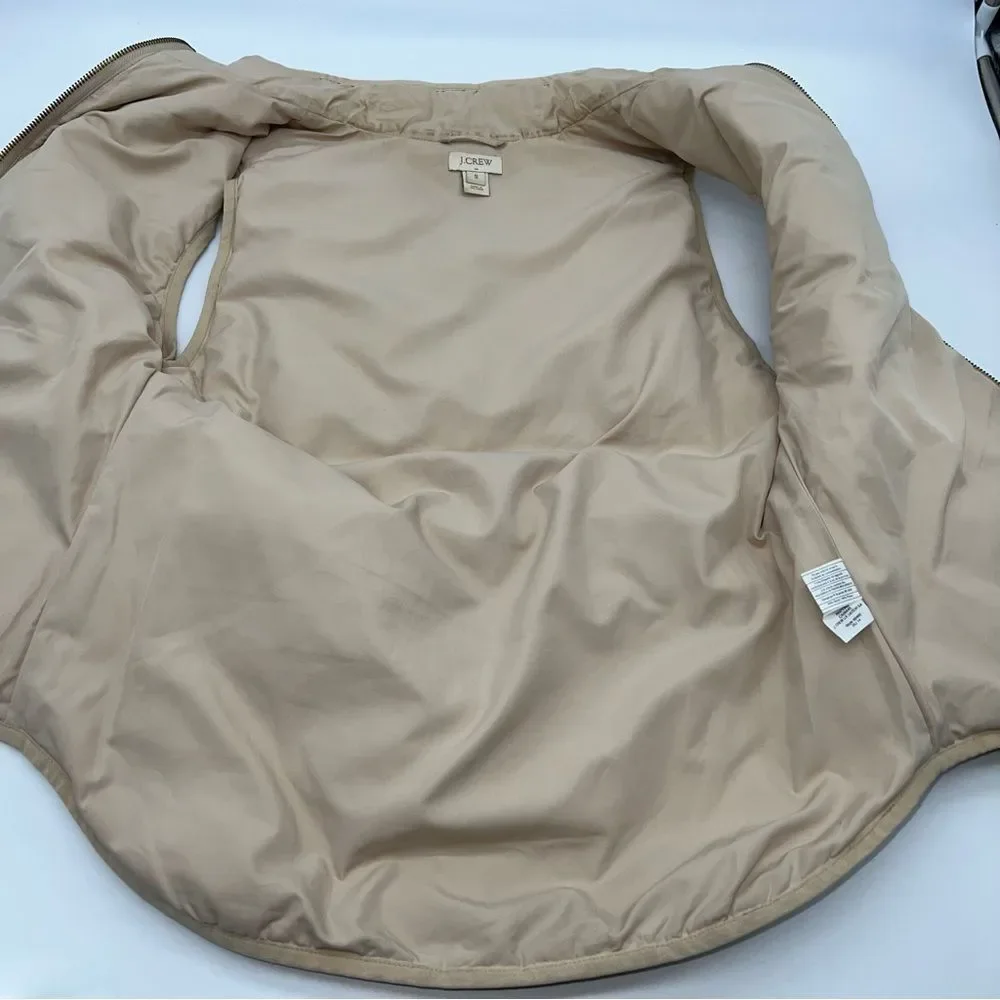 J.Crew Factory Quilted Beige Full Double Zipper Pull Down Puffer Vest-Size Small